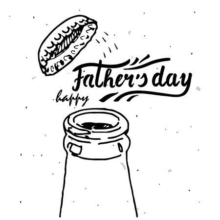 greeting card template with hand drawn lettering happy fathers dayのイラスト素材