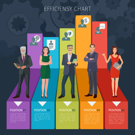 group of positive business people standng on stylised business chartsのイラスト素材