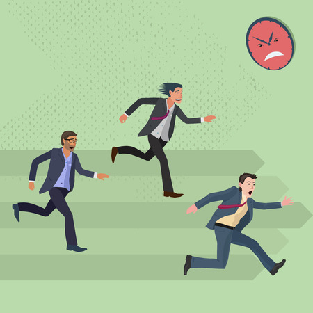 very concerned and strongly hurrying men in a business suitのイラスト素材