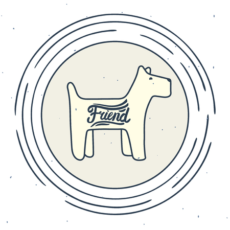 stylized line-art symbol of a friendly small dogのイラスト素材