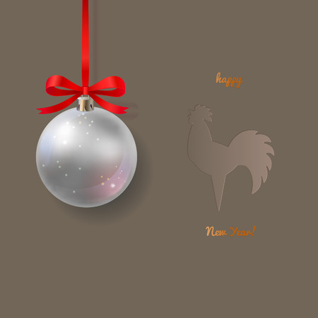 beautiful christmas ball with cardboard background with stamped stylized roosterのイラスト素材