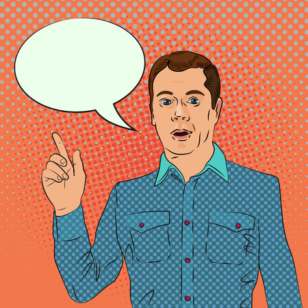 handsome man talking, pop-art style conceptual illustrationのイラスト素材
