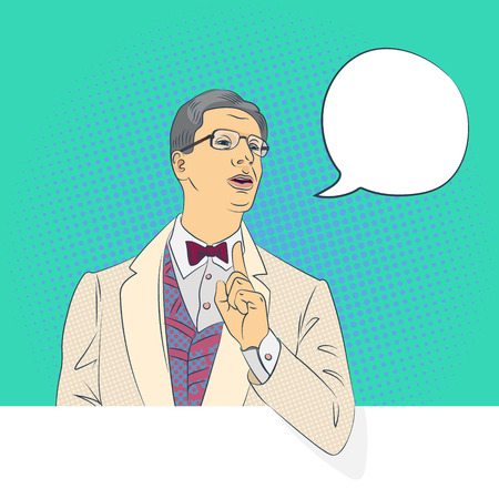 handsome man talking, pop-art style conceptual illustrationのイラスト素材