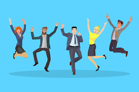 business people jumpingのイラスト素材