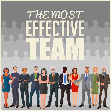 effective business team conceptual flat design business illustrationのイラスト素材