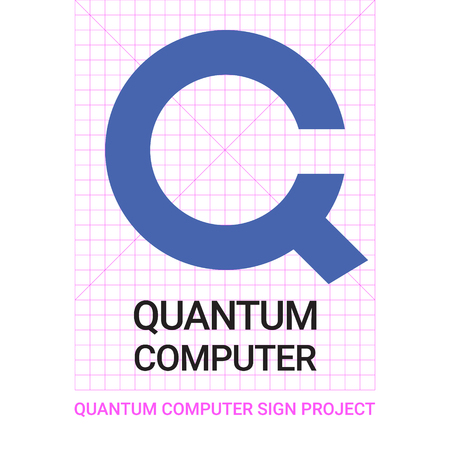 Quantum computer signのイラスト素材