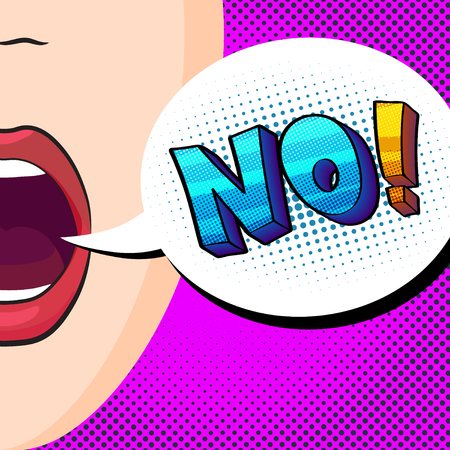 open bright mouth saying NO!のイラスト素材