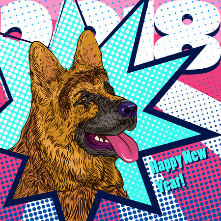 Dog design 2018 greeting cardのイラスト素材