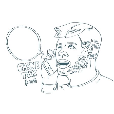Man on phone vector illustration.のイラスト素材