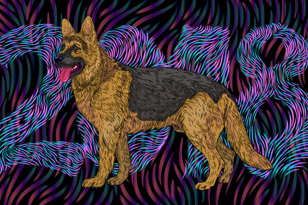 Dog design 2018 greeting card.のイラスト素材