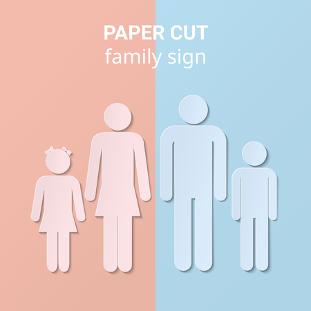 Paper silhouettes of stylized minimalistic people: man, woman, boy and girlのイラスト素材
