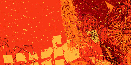 Red artistic neo-grunge style abstract backgrounds, made with hand drawn textures and brushesのイラスト素材
