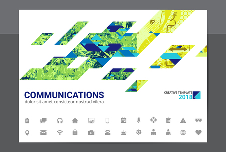 Stylish modern design graphic template, business composition with diagonal shapes and info-graphics elements.のイラスト素材