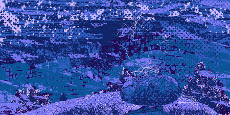 Hand drawn textures and brushes mixed in creative artistic composition, abstract expressive background.のイラスト素材