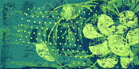 green artistic neo-grunge style abstract background, made with hand drawn textures and brushesのイラスト素材