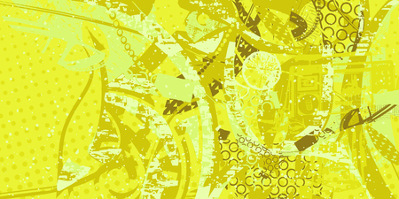 Yellow and green artistic grunge style abstract patternのイラスト素材