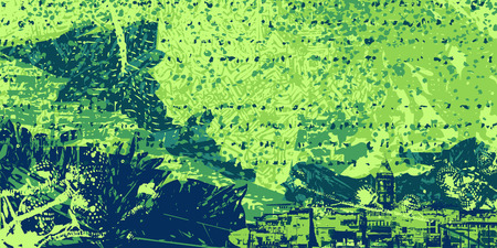 green artistic neo-grunge style abstract background, made with hand drawn textures and brushesのイラスト素材