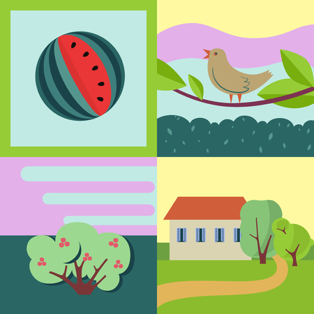 rural summer themeのイラスト素材