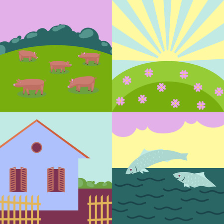 rural summer themeのイラスト素材