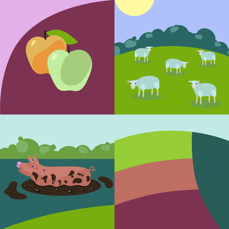 rural summer themeのイラスト素材
