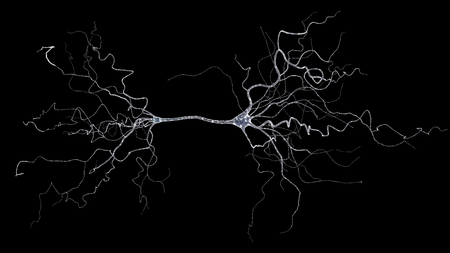 conceptual image with neuron cell isolated on black
