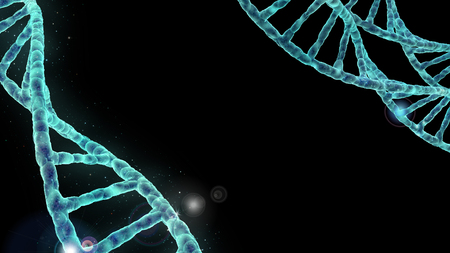 DNA molecular spirals in abstract glowing spaceの写真素材