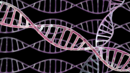 DNA spirals in abstract space conceptual illustrationの写真素材