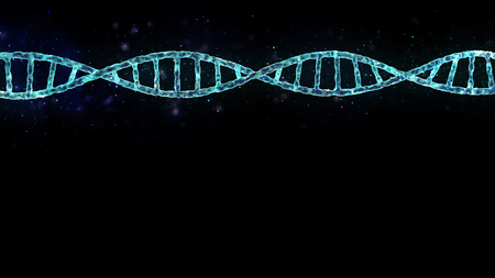 glowing DNA spiral in abstract space isolatedの写真素材