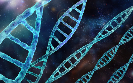 DNA molecules in abstract space with mystery lightsの写真素材