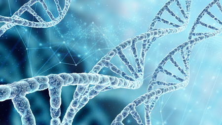 Beautiful scientific background with DNA spiral moleculesの写真素材