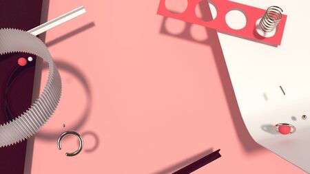 Abstract 3D background in trendy colors with unusual objects and shapesの写真素材