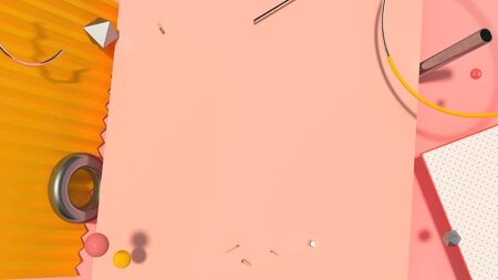 Abstract trendy composition with strange objects, high resolution 3D renderの写真素材