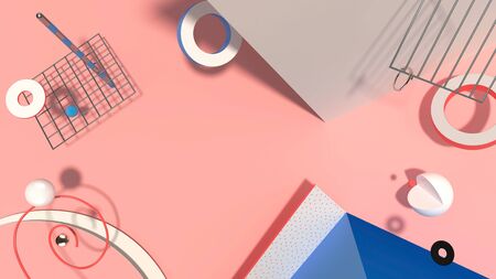 Abstract trendy composition with strange objects, high resolution 3D renderの写真素材