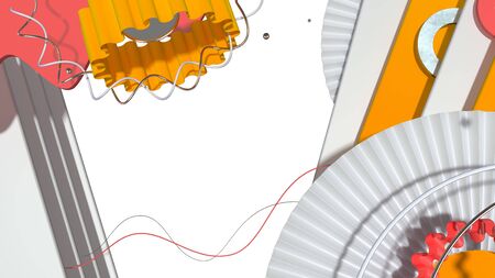 Abstract digital composition with strange shapes and objectsの写真素材