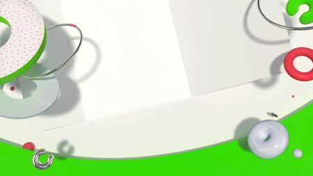 Abstract 3D background in trendy colors with unusual objects and shapesの写真素材