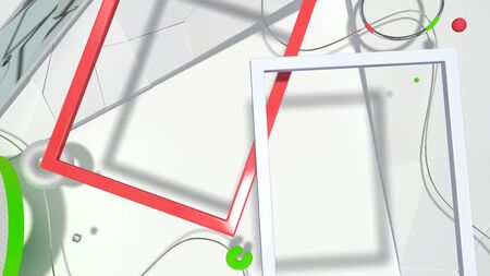 Abstract 3D background in trendy colors with unusual objects and shapesの写真素材