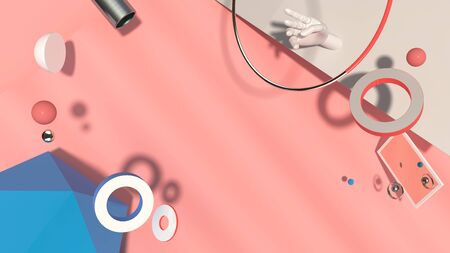 Abstract trendy composition with strange objects, high resolution 3D renderの写真素材