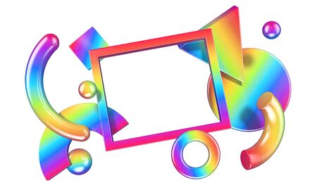Abstract composition with 3D objects in all colors gradientsの写真素材