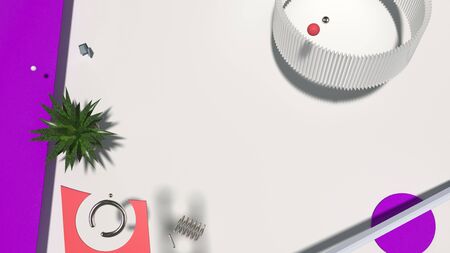 Abstract 3D background in trendy colors with unusual objects and shapes