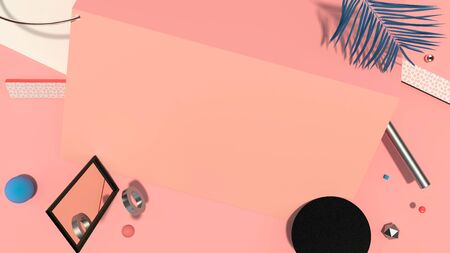 Abstract trendy composition with strange objects, high resolution 3D renderの写真素材