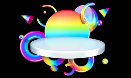Abstract composition with 3D objects in all colors gradientsの写真素材
