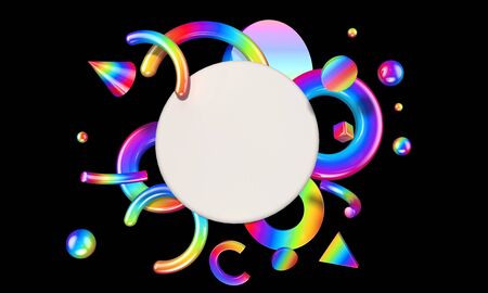 Abstract composition with 3D objects in all colors gradientsの写真素材