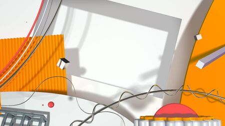 Abstract digital composition with strange shapes and objectsの写真素材
