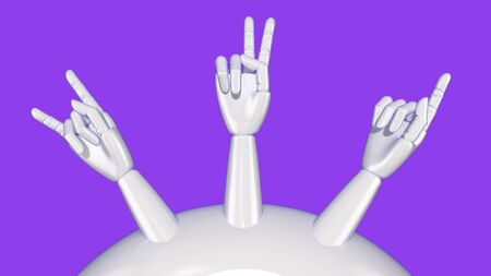 the mannequins hands made of plastic making different gestures