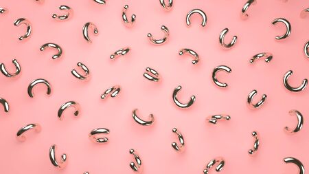 Abstract trendy composition with metal objects, high resolution 3D render