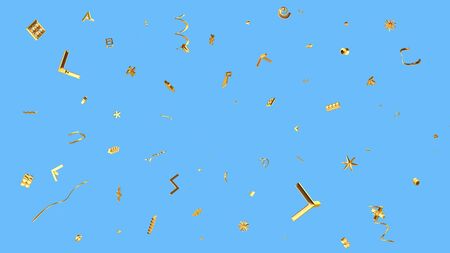 festive background with explosion of tiny geometric golden particlesの写真素材