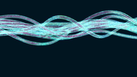 Twisted shape formed by glowing transparent wires, high resolution technology 3D backgroundの写真素材