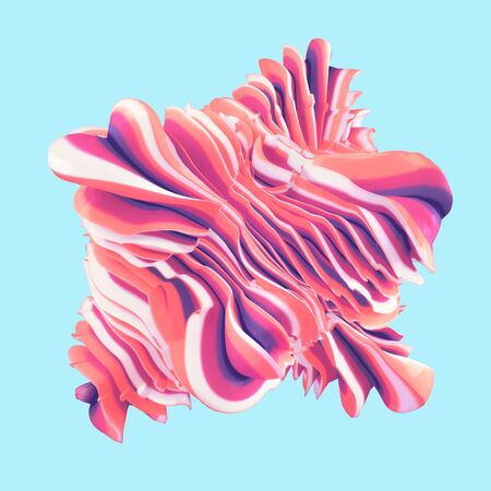 Abstract colorful 3D shape isolated on blue backgroundの写真素材