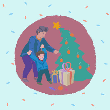 Happy New Year and Merry Christmas conceptual greeting cardのイラスト素材