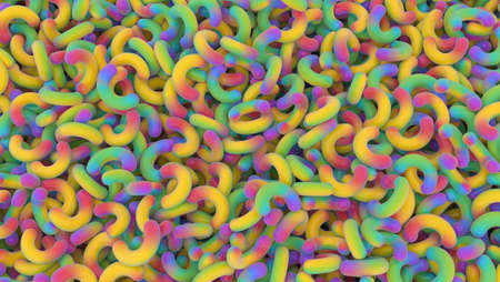 Abstract digital multicolored background with heap of plastic objectsの写真素材